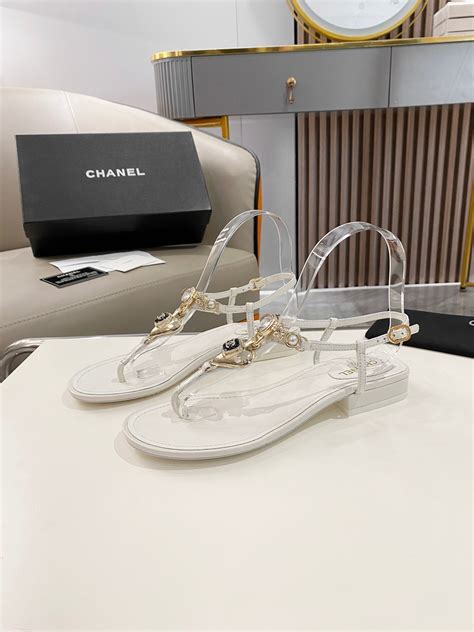 white chanel flip flops|chanel flip flops with chain.